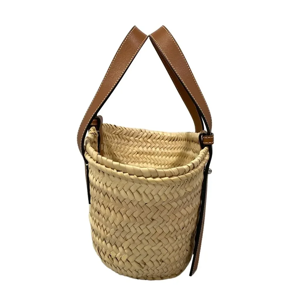 Loewe Basket Bag Small Tote Bag Natural (Beige) Tan (Brown) Palm Leaf Calf